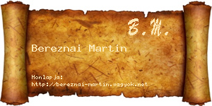 Bereznai Martin névjegykártya